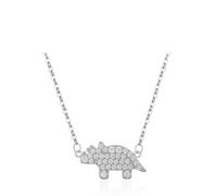 Chaine en Argent 925 Femme, Collier Pendentif Pierre Pendentif Dessin Animé Rhinocéros Argent