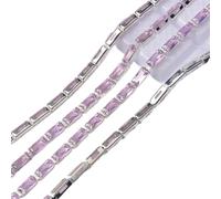 Chaîne en cristal de Zircon rectangulaire à une rangée, garnitures en strass, bijoux à bricoler soi-même, accessoires for vêtements(Pink Rectangle)