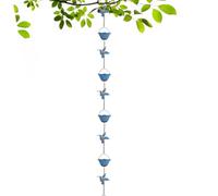 Chaîne en cuivre, design colibri, guide artistique de l'eau de pluie de 7 tasses pour bords de toit offrant un contrôle doux du débit et un charme visuel extérieur, artisanat en métal fabriqué à la