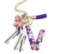 Chaîne en forme de tasse avec lettre et papillon et pompon - pendentif tendance pour sac à dos, porte-clés initiale de tasse, bijou pour femmes et filles, Refer to description, se référer à la