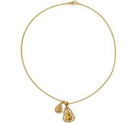 Chaîne en forme d'os de serpent plaqué or pour femme, collier double gourde avec laiton et zircon, bijoux de fête, collier long et léger avec pendentif en forme de gourde, 44,5 cm pour un usage