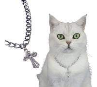 Chaîne en métal pour animal domestique - Croix baroque pour chat et chien - Collier décoratif (croix argent A, M (30-40 cm)