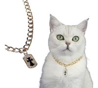 Chaîne en métal pour animal domestique - Croix baroque pour chat et chien - Collier décoratif (croix dorée B, M (30-40 cm)