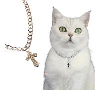 Chaîne en métal pour animal domestique - Croix baroque pour chat et chien - Collier décoratif (croix dorée A, M (30-40 cm)