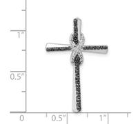 Chaîne en or blanc 14 carats avec diamants noirs et blancs - Infini religieux - 29 x 19 mm de large - Pour homme et femme