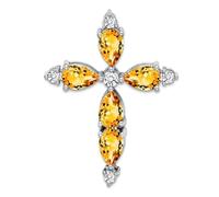 Chaîne en or blanc 14 carats de 21,4 mm avec citrine et diamant pour homme et femme