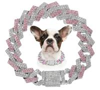 Chaîne en or rose pour chien, collier à maillons cuba en diamant pour chien et chat de petite, moyenne et grande taille, 20,3 cm