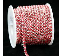 Chaîne en strass brillants SS6-SS18, rouleau de 1 yard, 9,1 m, à coudre ou à coller, pour vêtements, bijoux, accessoires vestimentaires, chaîne de coupe, base argentée, siam, SS12, 3,0 mm, 1