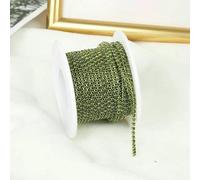 Chaîne épaisse en strass colorés SS6-SS12, 10 mètres, à coudre sur une chaîne en cristal de verre, gule sur bande de strass pour bricolage - Vert olive - SS12-3,0 mm - 5 mètres