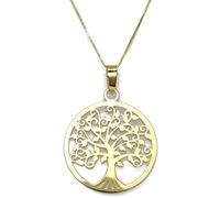 Chaîne et pendentif arbre de vie en or 18 carats | Collier tendance | Collier ras-du-cou 45 cm | Bijoux | 3,20 g en or jaune | Cadeau pour femme Saint-Valentin fête des mères |, Or jaune, Pas de gemme