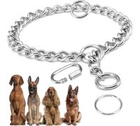 Chaîne étrangleur pour chiens de 65 cm, collier en acier inoxydable, anti-traction en métal, anti-mastication pour animaux de compagnie de taille moyenne et grande, collier argenté réglable pour