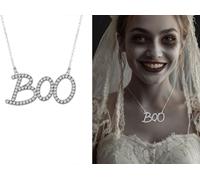 Chaîne fantomatique Halloween Pierres scintillantes mystérieuses Effet Boo Effrayant Beau bijou Hanté Accessoire ludique Élégance sombre Apparences glamour Mystères ensorcelés, couleur : argent