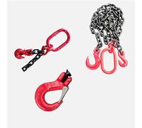 Chaîne forestière - Chaîne arrière - 10 mm - 6300 daN - Longueur utile : 3 m - Crochet à tête de fourche - Crochet de suspension - Crochet de raccourcissement - Qualité : 8 - Chaîne selon la norme