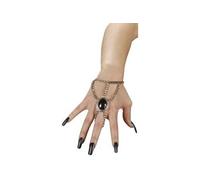 "GOTHIC WRIST CHAIN WITH BLACK GEMMEDALLION" -