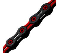 Chaîne haute performance KMC 11 vitesses série DLC11 rouge pour route, montagne, gravier ; compatible Shimano, SRAM et Campagnolo, maillon manqua