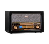 Chaîne Hifi - Auna Belle Epoque 1906 - CD-FM-USB-MP3-REC-AUX - Écran LCD - 2 x 2,5 watts RMS - Stéréo - Design Rétro noir