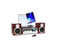gef-roy Chaîne HiFi Inovalley CH14E Tourne Disque Vinyle 80W, CD, Bluetooth, FM et USB, télécommande, Ampoule DIAMS LED