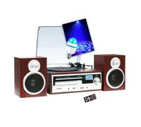 Inovalley Chaîne Hi‑Fi CH14E – tourne‑disque vinyle, 80W, CD, Bluetooth, USB, télécommande, LED
