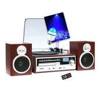 gef-roy Chaîne HiFi Inovalley CH14E Tourne Disque Vinyle 80W, CD, Bluetooth, FM et USB, télécommande, Ampoule DIAMS LED