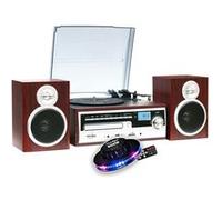 gef-roy Chaîne HiFi Inovalley CH14E Tourne Disque Vinyle 80W, CD, Bluetooth, FM et USB, télécommande, Jeu de lumière OVNI LED