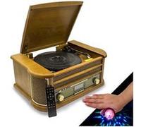 Chaîne Hifi INOVALLEY RETRO29-E vinyle style rétro Bluetooth, CD, K7 Audio, FM, USB + télécommande, Jeux de lumières Bagues LED