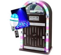 Chaîne Hifi Jukebox Retro 60W avec tourne disque vinyle Bluetooth, CD, FM + télécommande, Ampoule Culot E27 DIAMS LED G