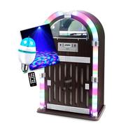 Chaîne Hifi Jukebox Retro 60W avec tourne disque vinyle Bluetooth, CD, FM + télécommande, Ampoule Culot E27 DIAMS LED