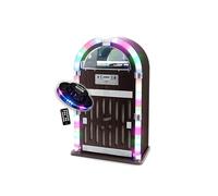 Chaîne Hifi Jukebox Retro 60W avec tourne disque vinyle Bluetooth, CD, FM + télécommande, Jeu de lumière OVNI LED