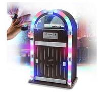 Inovalley Chaîne HiFi Jukebox Rétro 60W – tourne-disque vinyle, Bluetooth, CD, FM, télécommande, LED