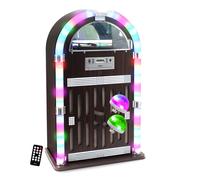 Chaîne Hifi Jukebox RETRO BAR PUB Vintage 87,5cm de Hauteur - 60W avec Tourne Disque Vinyle Bluetooth CD FM, 2 Boules Disco LED