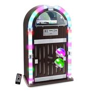 Chaîne Hifi Jukebox RETRO BAR PUB Vintage 87,5cm de Hauteur - 60W avec Tourne Disque Vinyle Bluetooth CD FM, 2 Boules Disco LED