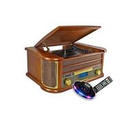 Chaîne Hifi INOVALLEY RETRO29-E vinyle style rétro Bluetooth, CD, K7 Audio, FM, USB + télécommande, Jeu de lumière OVNI LED G