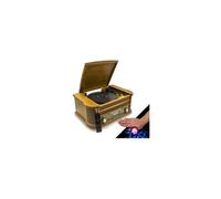 Chaîne Hifi INOVALLEY RETRO29-E vinyle style rétro Bluetooth, CD, K7 Audio, FM, USB + télécommande, Jeux de lumières Bagues LED