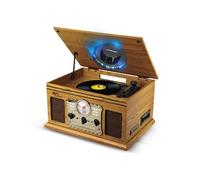 Chaîne HiFi Tourne-Disque Evidence Acoustics EA-PL300-WOOD Vinyle 33/45/78, 60W, FM, CD, Cassette, BT USB REC, rétro Vintage LED