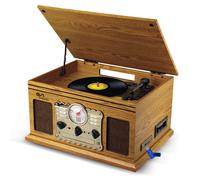 Chaîne Hifi Tourne-Disque EA-PL300-WOOD Vinyle 33/45/78, 60W, FM, CD, Cassette, BT USB SD REC, rétro Vintage+Clé USB 32G