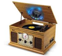 Chaîne HiFi Tourne-Disque Evidence Acoustics EA-PL300-WOOD Vinyle 33/45/78, 60W, FM, CD, Cassette, BT USB REC, rétro Vintage LED