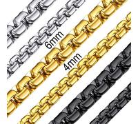 Chaine Homme Acier Inoxydable Epais 46 cm 4 mm Collier Garcon Maille Vénitienne Boite Carré Argent Ras de Cou pour Pendentif Gourmette Gros Punk Bijoux Cadeau Petit Ami Fetes des Peres Noel