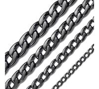 Chaîne Homme Acier Noir Plaque Noir 55 cm Inoxydable Maille Cubaine Collier 3 mm Fine Chaines Femme pour Pendentif Gourmette Bijoux Cadeau Fête des Pères Papa Noël