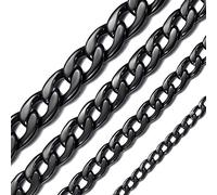 Chaîne Homme Longue pour Pendentif Acier 71 cm Inoxydable Maille Cubaine Collier Noir Enfant 3 mm Garçon Fine Chaines Femme Gourmette Fille Bijoux Cadeau Fête des Pères Papa Noël