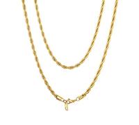 Chaine Homme Rope Acier 51 cm Collier Maille Corde pour Pendentif 3 mm Chaîne Torsade Hip Hop pour Rappeur Inoxydable