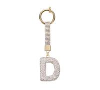 Chaîne incrustée de cristal scintillant avec lettre personnalisable - Porte-clés moderne en alliage tendance - Accessoire élégant pour femme/homme, D, taille unique