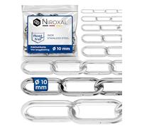 Chaîne inox A4 / 316 10 mm - 5 m - lot de 3 - chaîne robuste - extérieur qualité marine