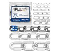 Chaîne inox A4 / 316 10 mm à maillons courts - 0,25 m - lot de 2 - chaîne à maillons courts robuste - extérieur qualité marine