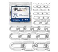 Chaîne inox A4 / 316 3 mm à maillons courts - 5 m - lot de 1 - chainette fine à maillons courts - extérieur qualité marine