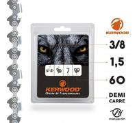 Chaîne Kerwood pour tronçonneuse 3/8" 1,5 mm. 60 maillons. Gouge profil demi carré