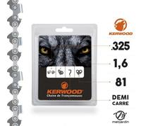 Chaîne Kerwood pour tronçonneuse .325" 1,6 mm. 81 maillons. Gouge profil demi carré