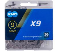 Chaîne KMC X9 9 pans 114 maillons 1/2x11/128 chaîne de vélo grise manque lien