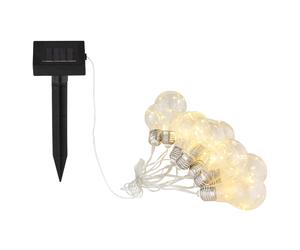 Chaîne lumineuse solaire à LED, ampoules à incandescence, chaîne lumineuse d'extérieur, lampe solaire, piquet de terre, 2 modes, 10x LED blanc chaud, L 380 cm