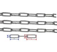Chaine Maillon Long inox A4 VENDU AU METRE - Diamètre à choisir (Ø6mm A: 42mm B: 11mm C: 55mm D: 23mm)
