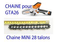 Chaîne mini tronçonneuse PM3 10 CM 1/4 " 1,1 MM ; 28TG Convient STIHL Gta 26